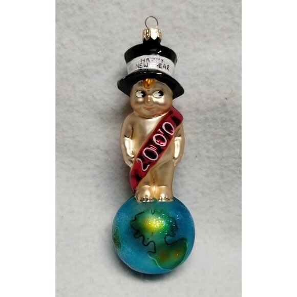 Millennium Munchkin Baby 2000 Happy New Year Glass Ornament from Christopher Rad - Picture 1 of 7